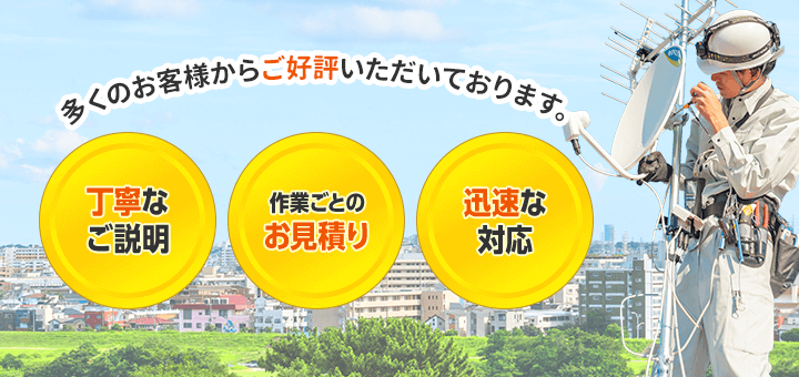多くのお客様からご好評いただいております。丁寧なご説明、作業ごとのお見積り、迅速な対応
