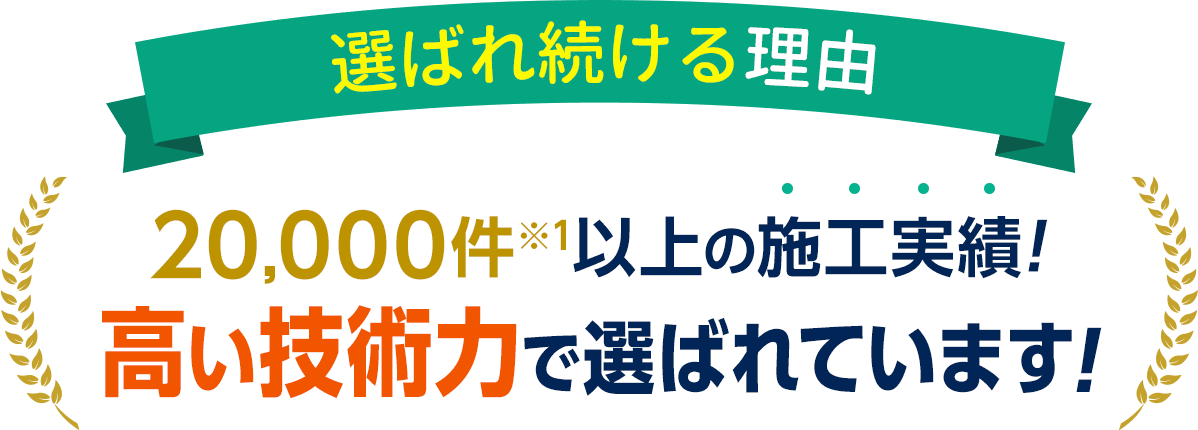 20,000件以上の施工実績、高い技術力で選ばれています